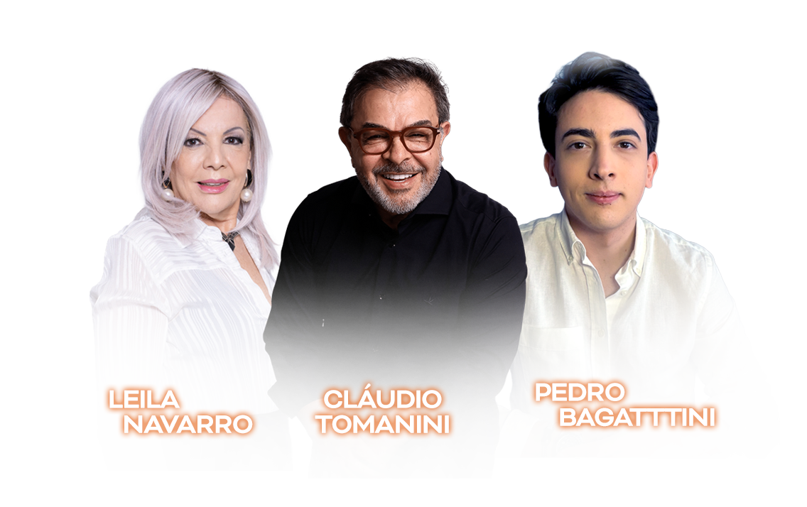 Leila Navarro, Cláudio Tomanini e Pedro Bagattini, especialistas da Academia de Negócios 5.0